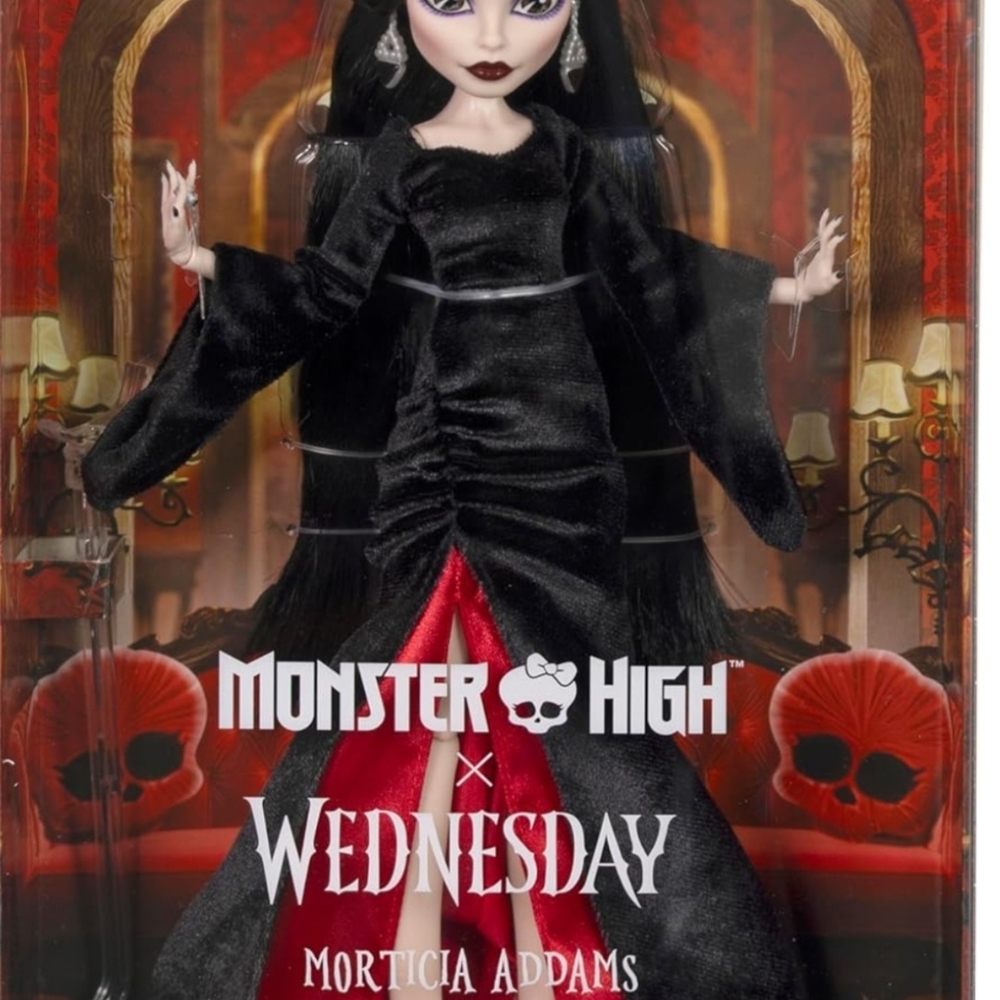 Monster High x Wednesday Doll, Morticia Addams Collectible in Black and Crimson